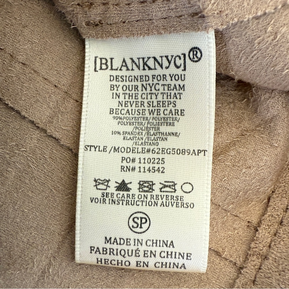 BlankNYC Tan Faux Suede Moto Jacket Womens SP Petite - Picture 8 of 9